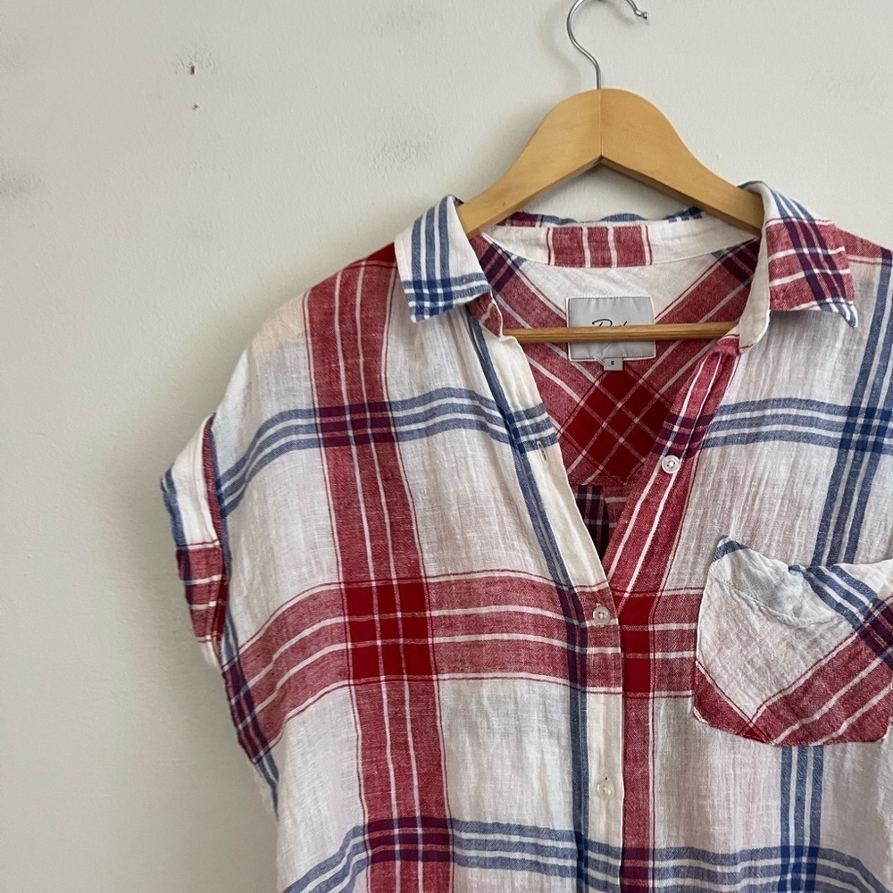 Rails Red White and Blue Plaid Short Sleeve Button Down - Picture 4 of 6